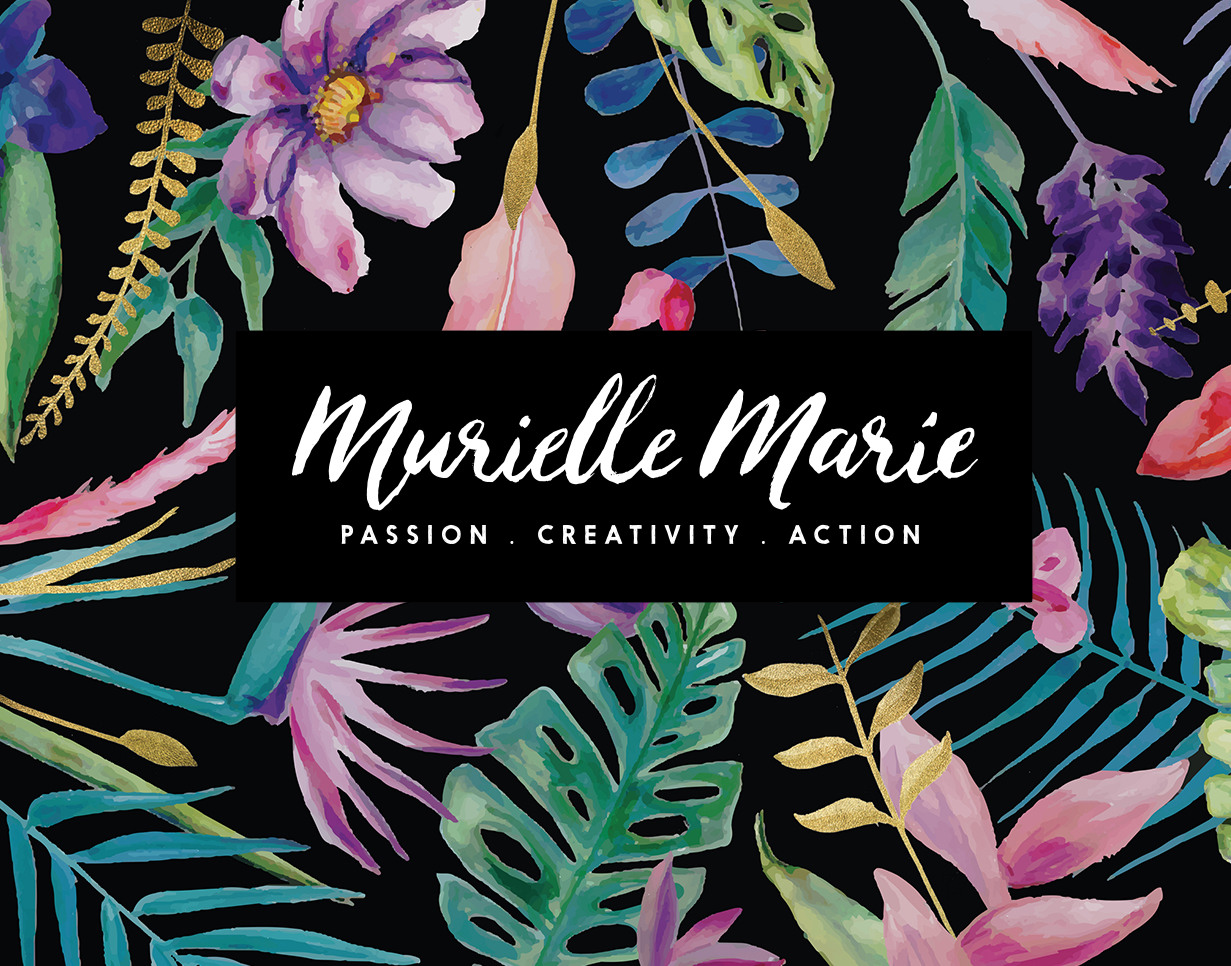 Murielle Marie logo design hand painted by Tegan Swyny of Colour Cult Graphic Design, Brisbane.